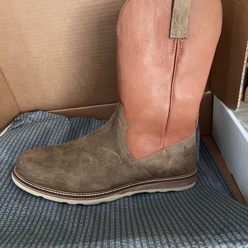 Lucchese - Men's Two-Tone Leather & Suede Western boot- Brown/Tan